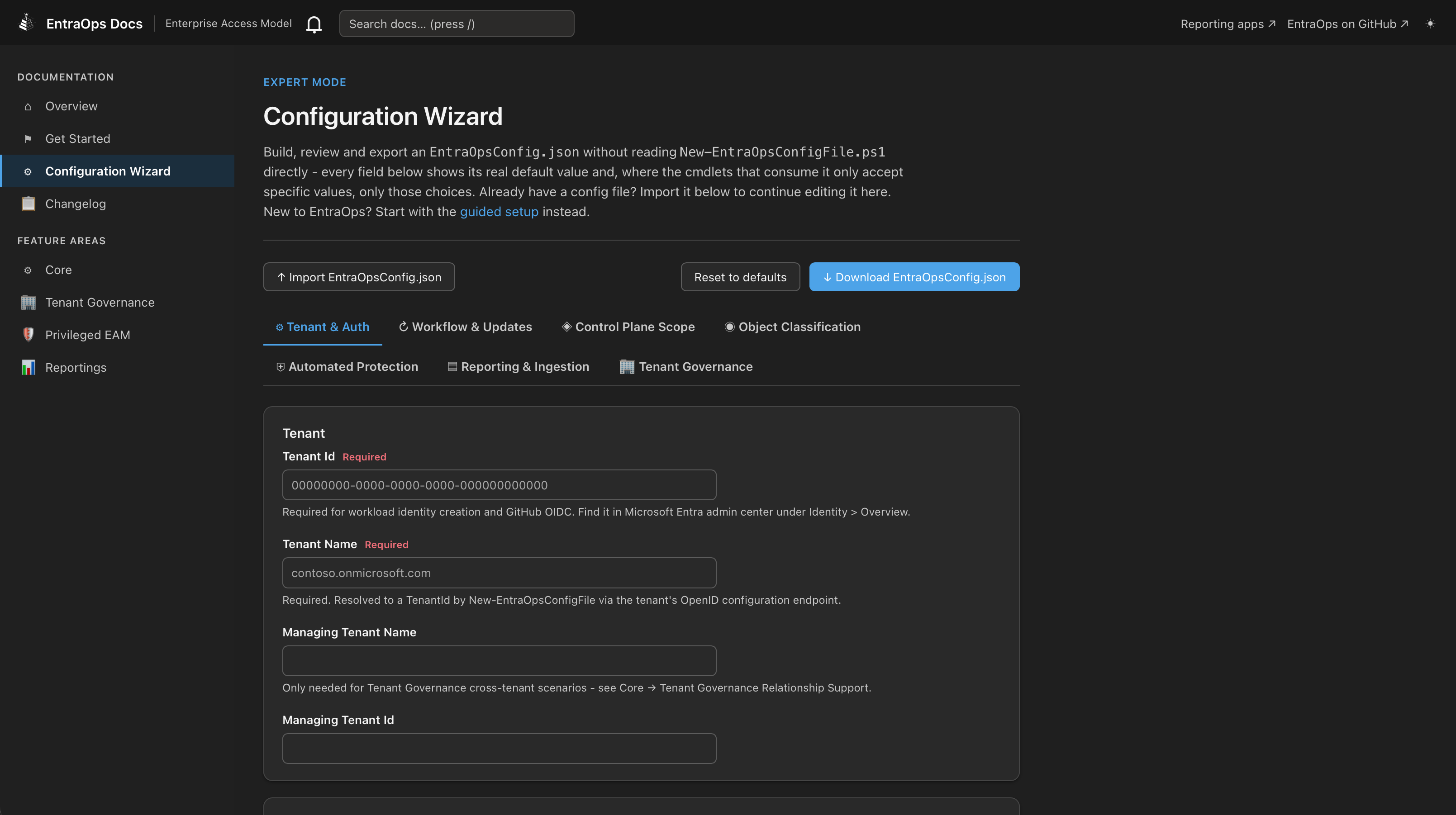 EntraOps Configuration Wizard for customizing setup